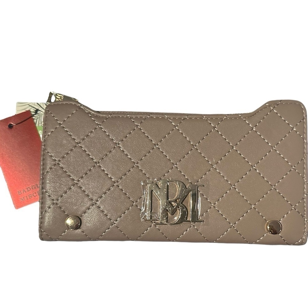 BADGLEY MISCHKA Quilted Long Card Wallet - Taupe MSRP-$59